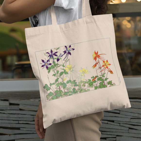 Handbags - Japanese Aquilegia Flowers Canvas Tote